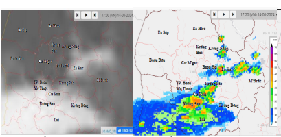 Tin cảnh báo dông, tố, lốc, sét, mưa đá và mưa lớn cục bộ trên khu vực tỉnh Đắk Lắk lúc 17 giờ 40 phút ngày 14/08/2024